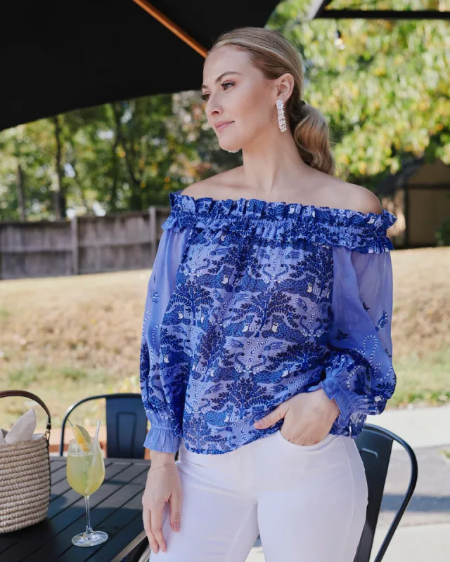 Charming Cheetahs - Elegant Escape Top - Blue Hibiscus sold by Printfresh