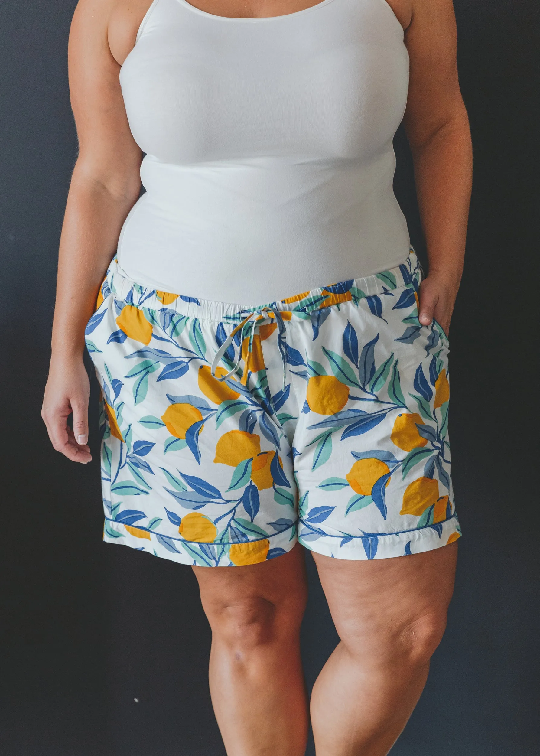 Lemon Zest - Pajama Shorts - Cloud sold by Printfresh product image thumbnail 4