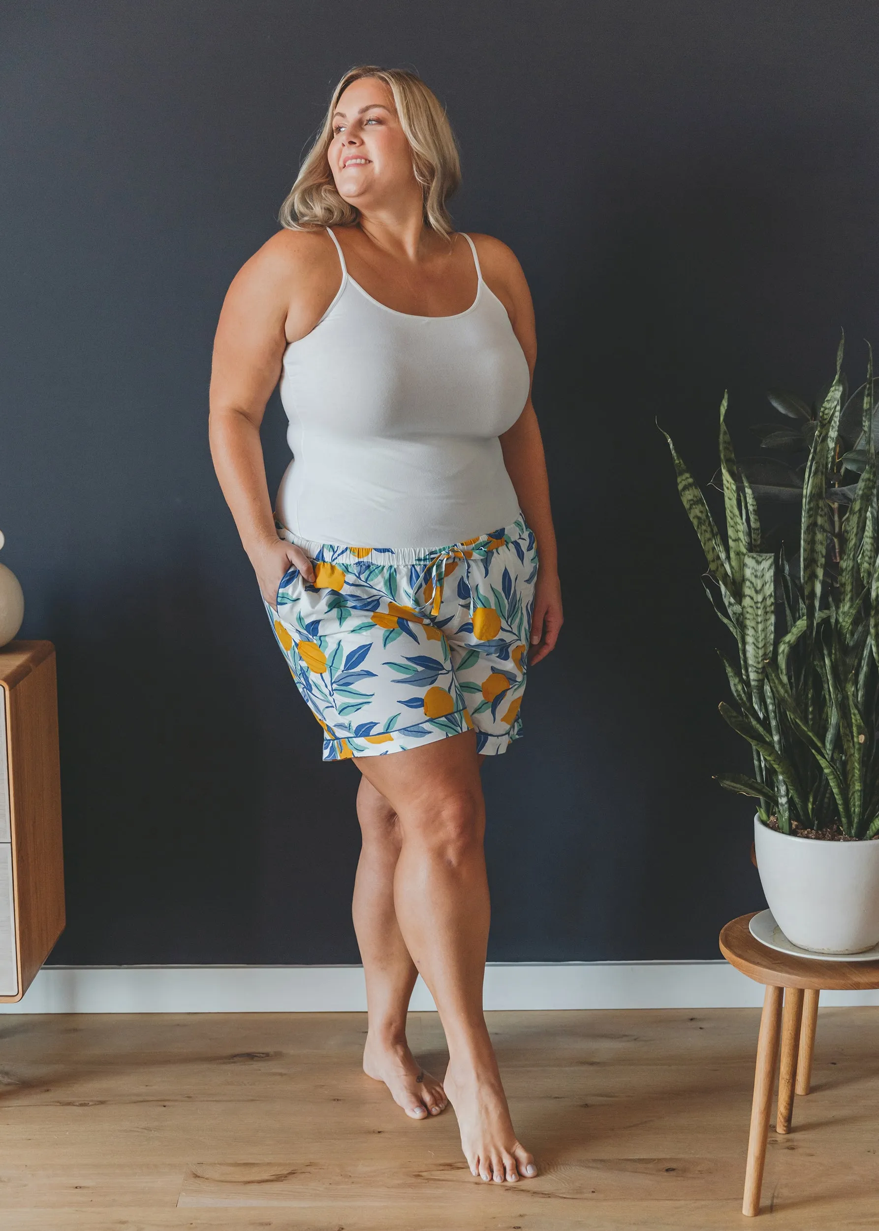 Lemon Zest - Pajama Shorts - Cloud sold by Printfresh product image thumbnail 3