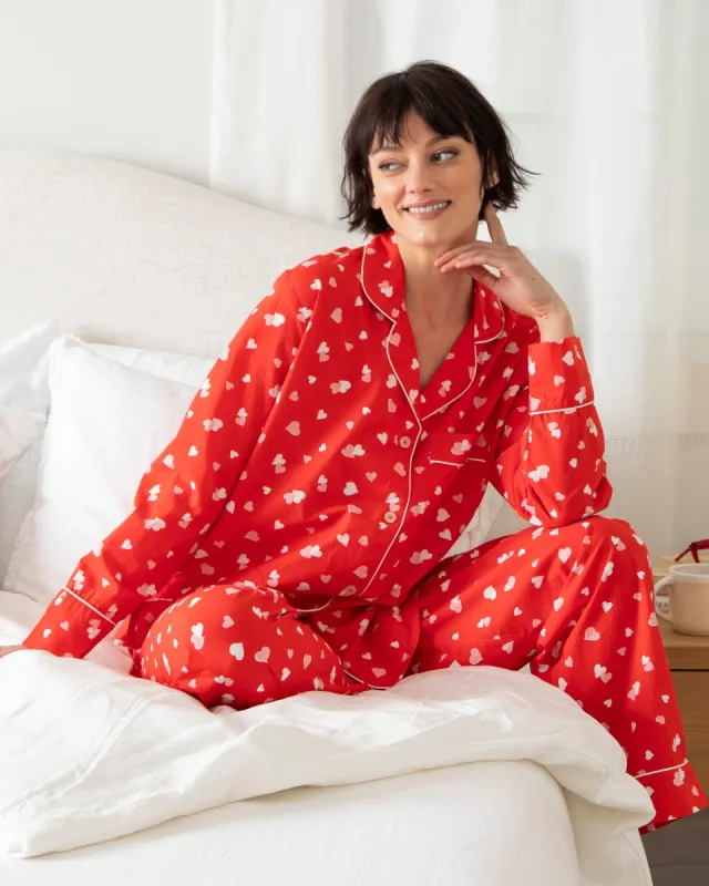 PF + Pencil & Paper Co. Heartbreaker - Petite Long PJ Set - Ruby sold by Printfresh