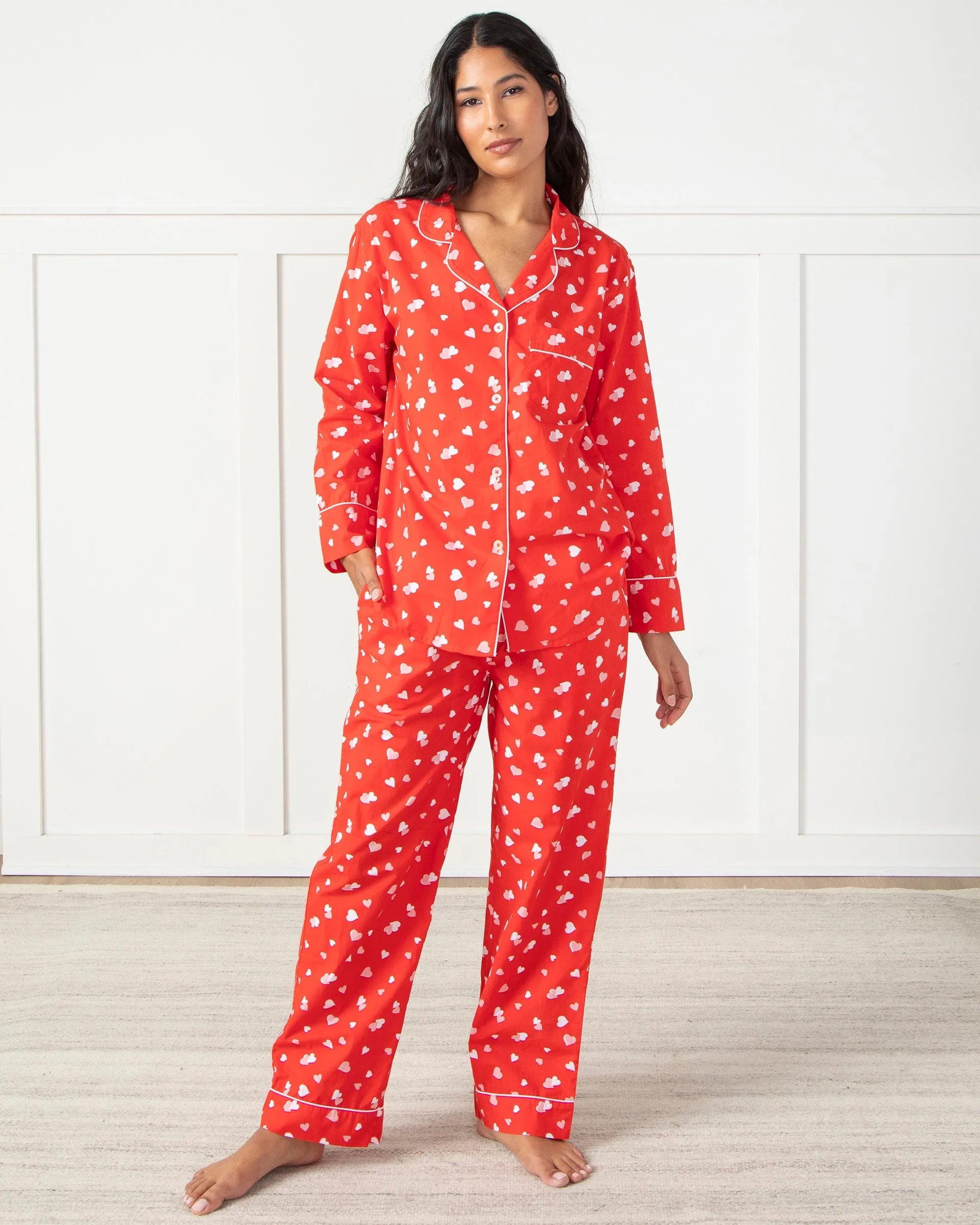 PF + Pencil & Paper Co. Heartbreaker - Petite Long PJ Set - Ruby sold by Printfresh product image thumbnail 5