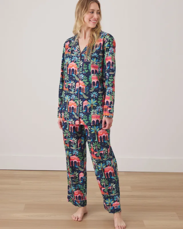Peacock Palace - Petite Long PJ Set - Deep Navy sold by Printfresh