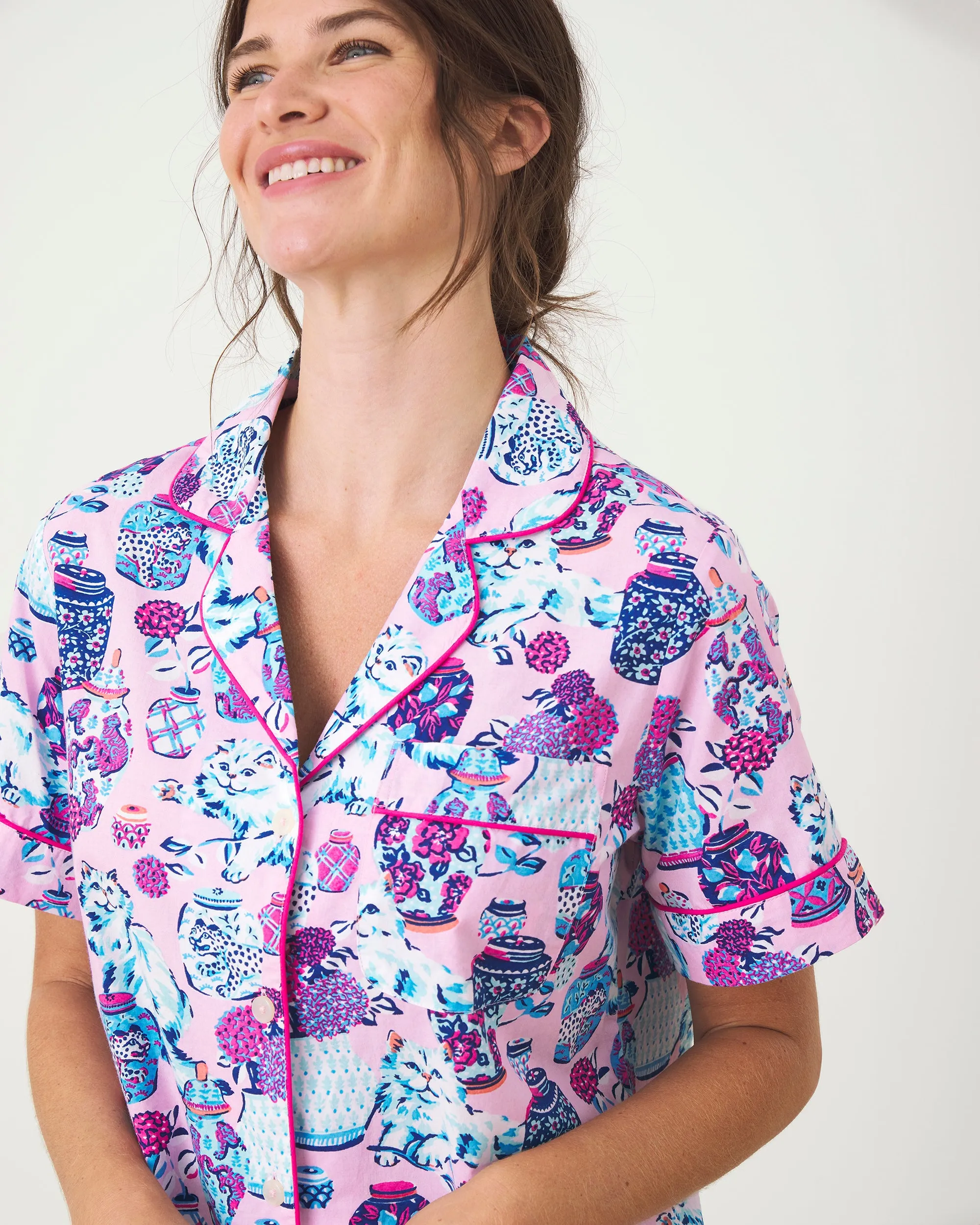 Fancy Cat - Short PJ Set - Rose sold by Printfresh product image thumbnail 2