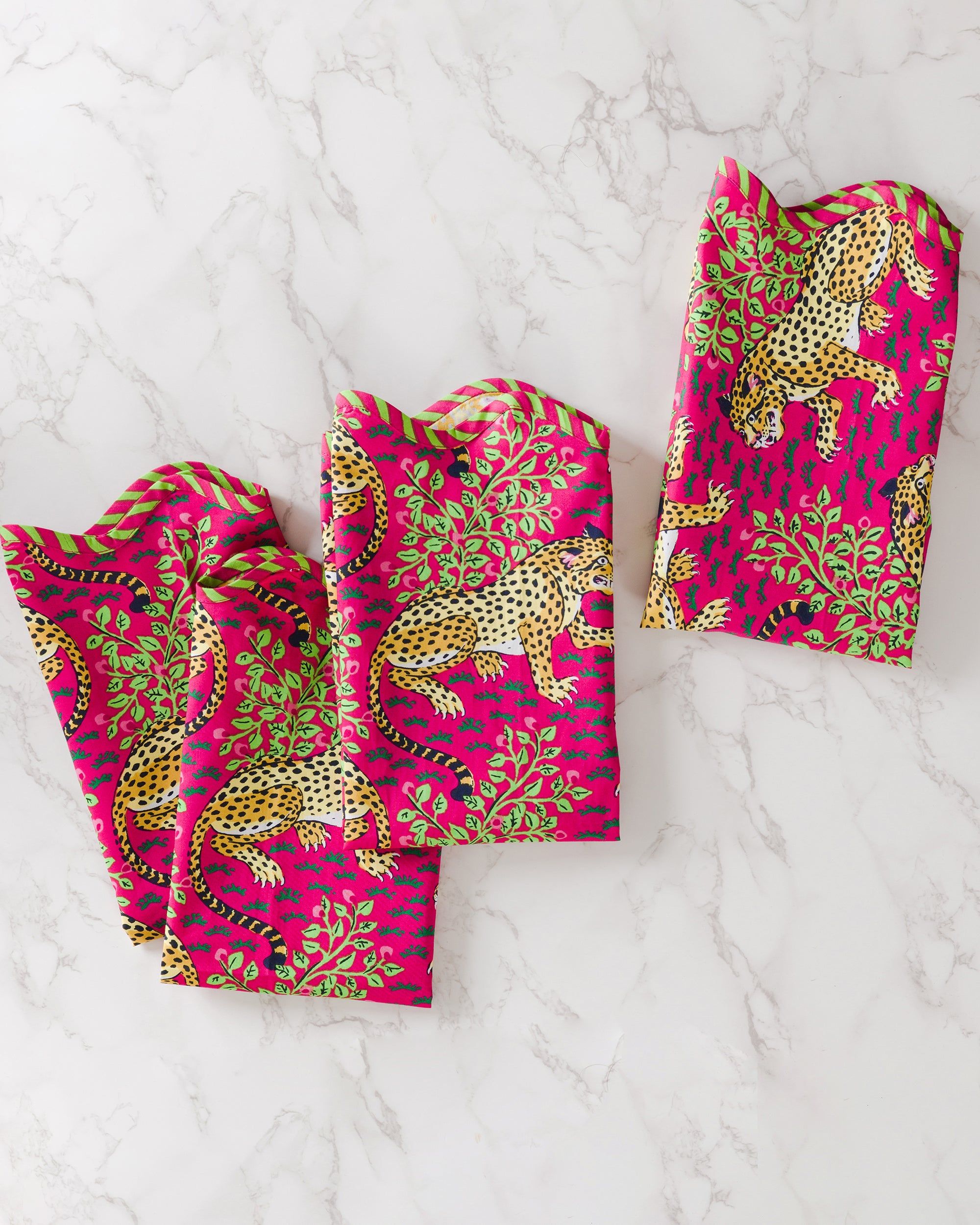 Bagheera - Scalloped Dinner Napkins Set of 4 - Hot Pink sold by Printfresh product image thumbnail 5