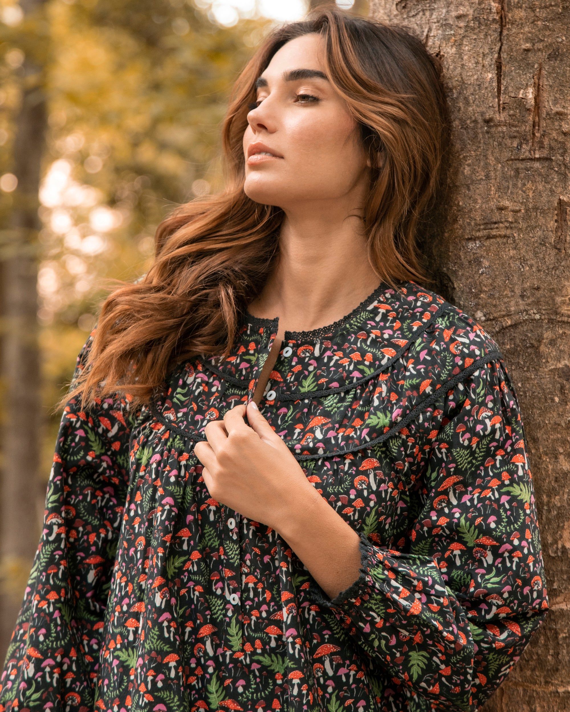 Toadstools - Early Bird Nightgown - Ink sold by Printfresh