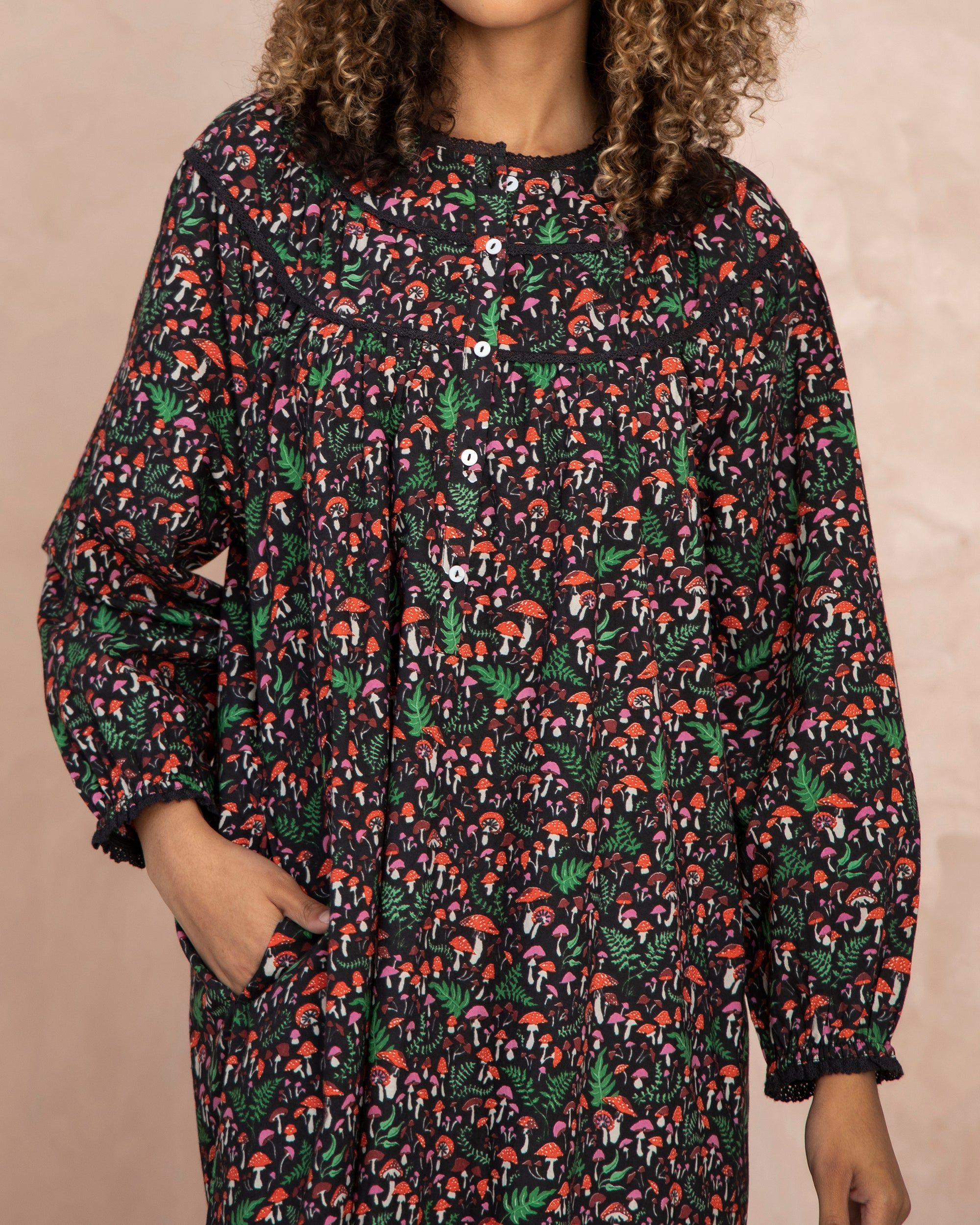 Toadstools - Early Bird Nightgown - Ink sold by Printfresh product image thumbnail 5