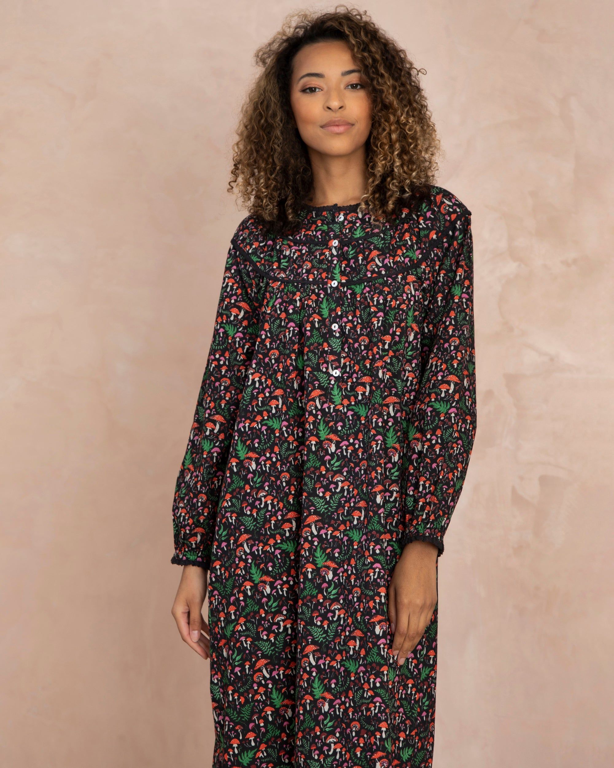 Toadstools - Early Bird Nightgown - Ink sold by Printfresh product image thumbnail 2