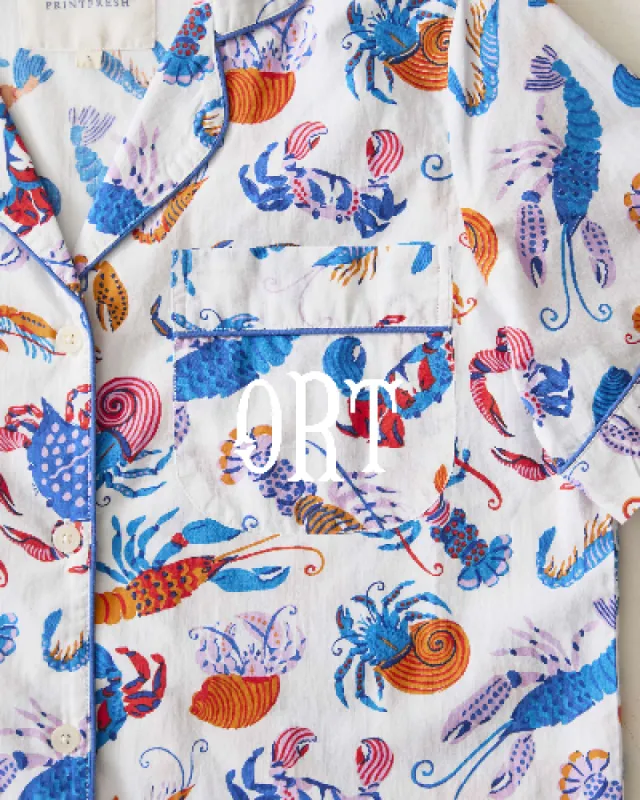 Pretty Pinchers - Short Sleeve Top & Cropped Pants Set - Cloud sold by Printfresh