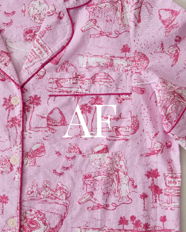 PF x Sean Taylor Girls' Trip Toile - Long PJ Set - Rose sold by Printfresh