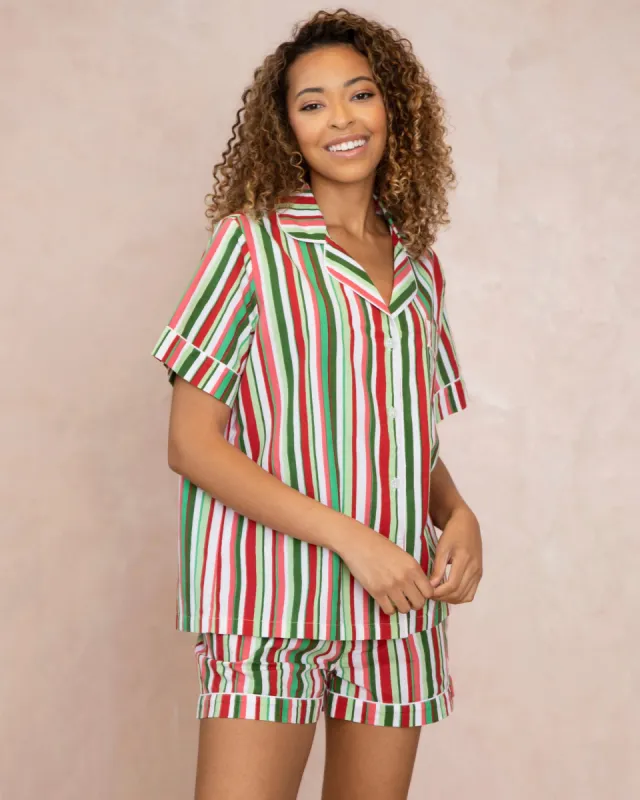 Candy Cane Stripe - Short Sleep Set - Peppermint sold by Printfresh
