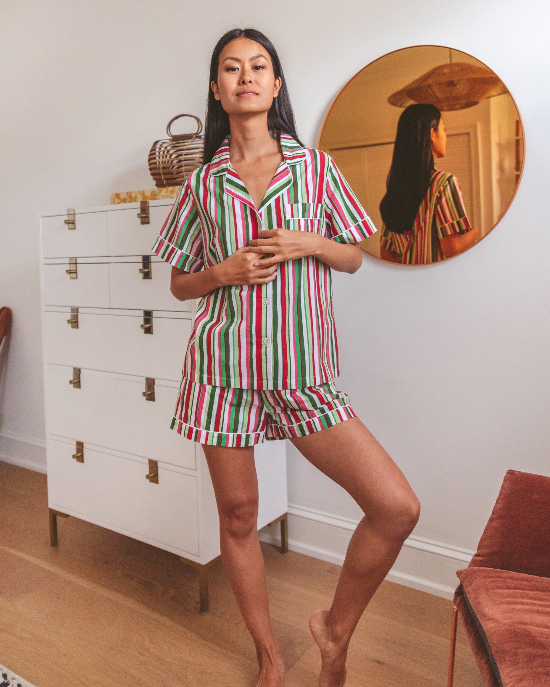 Candy Cane Stripe - Short Sleep Set and Eye Mask Bundle - Peppermint sold by Printfresh product image thumbnail 6