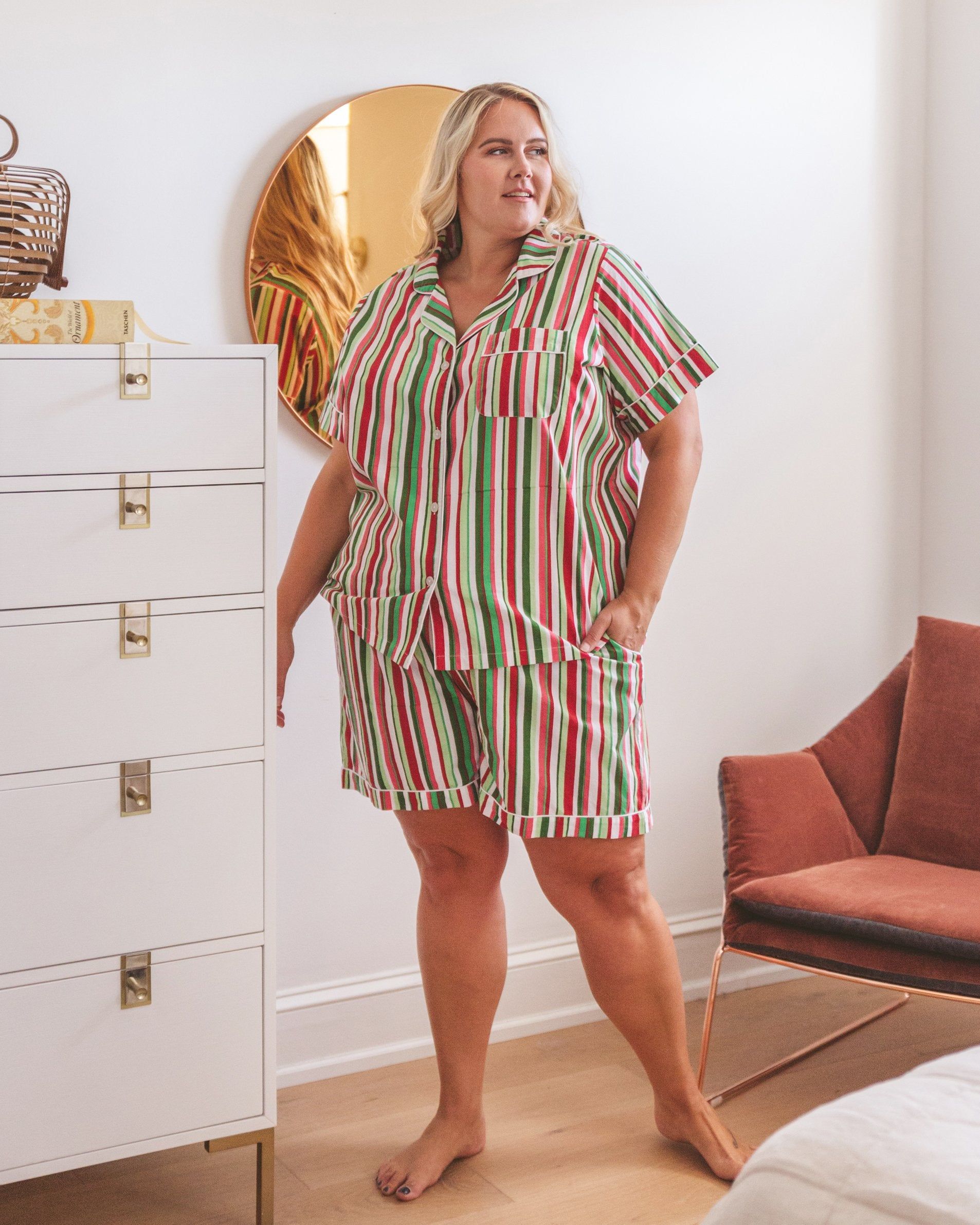 Candy Cane Stripe - Short Sleep Set and Eye Mask Bundle - Peppermint sold by Printfresh product image thumbnail 5