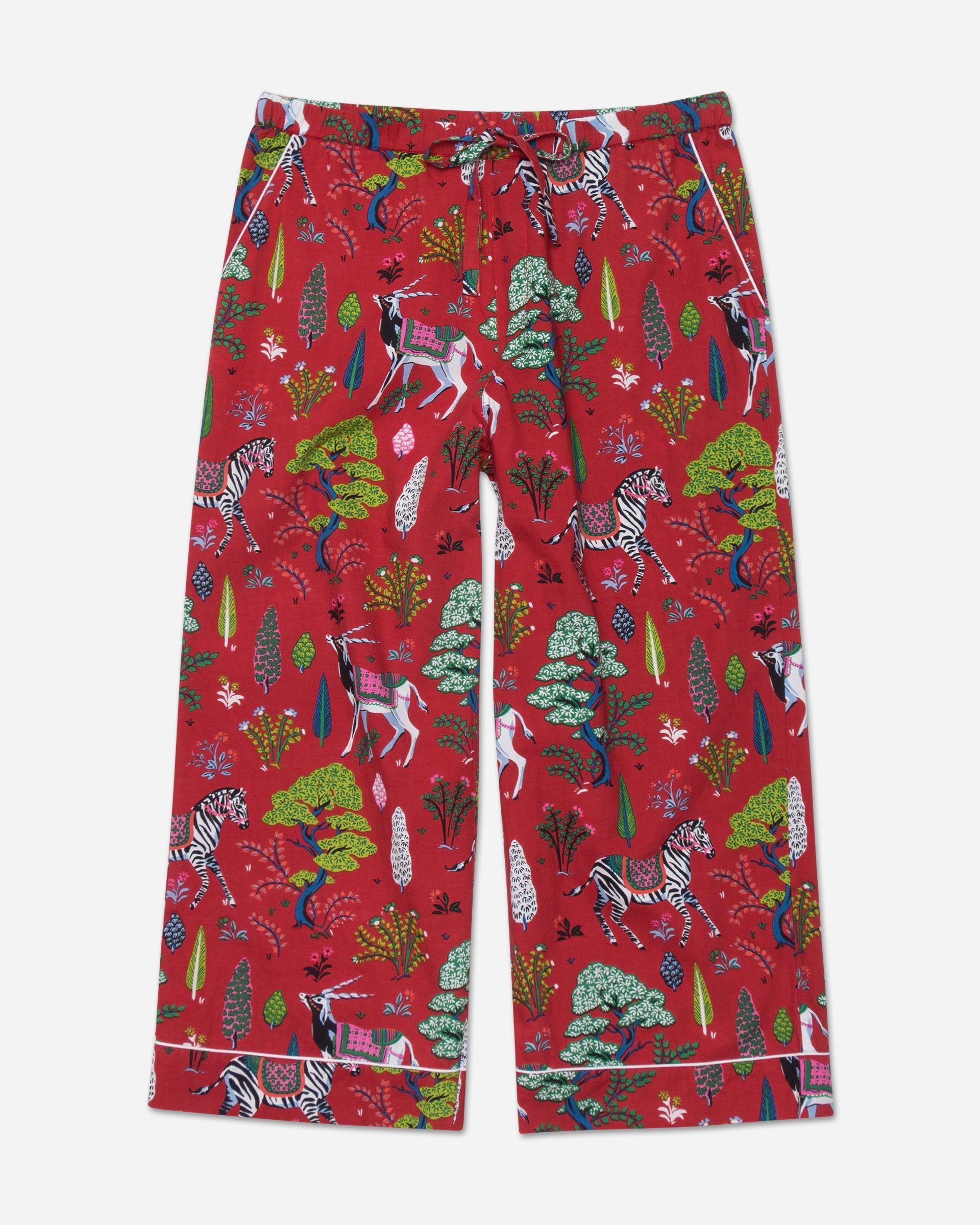 Antelope's Forest - Cropped Pajama Pants - Ruby sold by Printfresh product image thumbnail 3