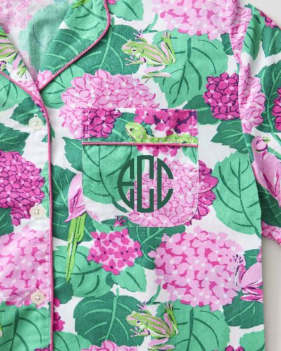 Secret Garden - Short Sleeve Top & Cropped Pajama Pants Set - Pink Hydrangea sold by Printfresh