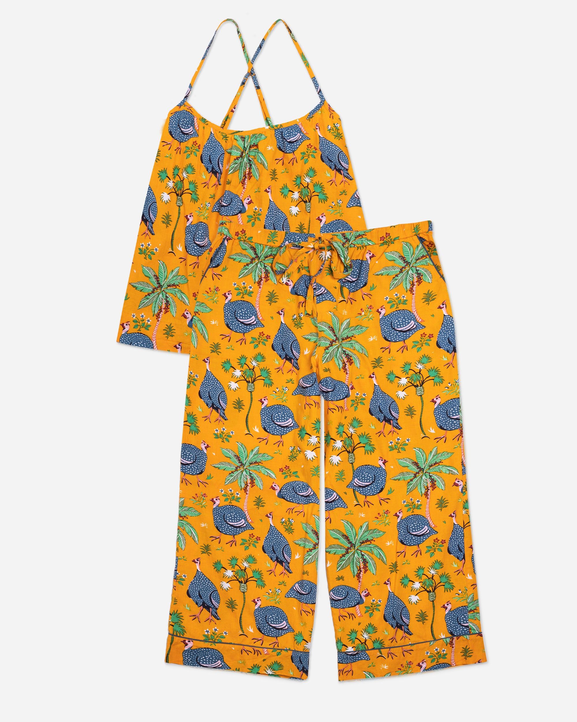 Guinea Hens - Cami Cropped Pants Set - Marigold sold by Printfresh product image thumbnail 7