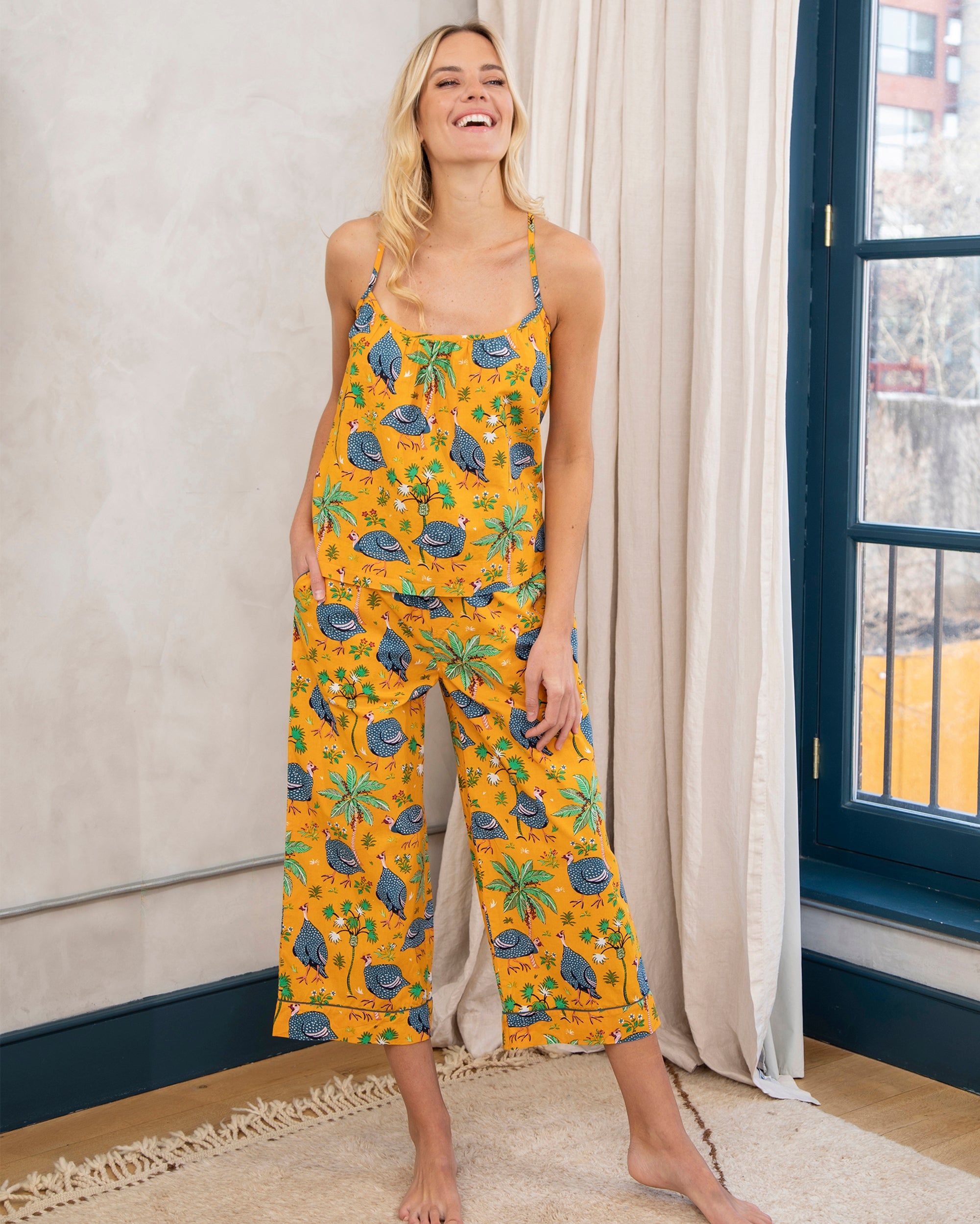 Guinea Hens - Cami Cropped Pants Set - Marigold sold by Printfresh product image thumbnail 3