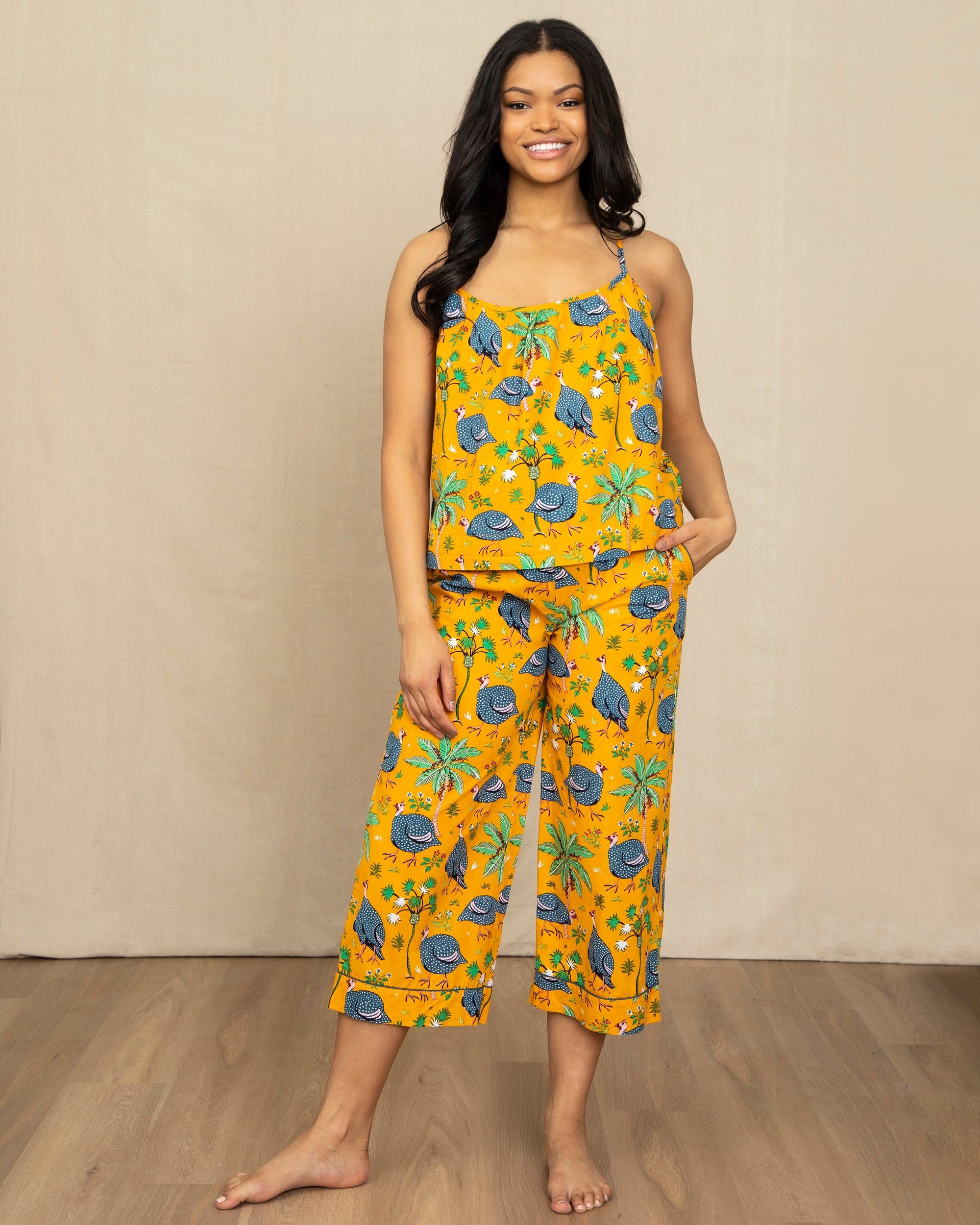 Guinea Hens - Cami Cropped Pants Set - Marigold sold by Printfresh product image thumbnail 5