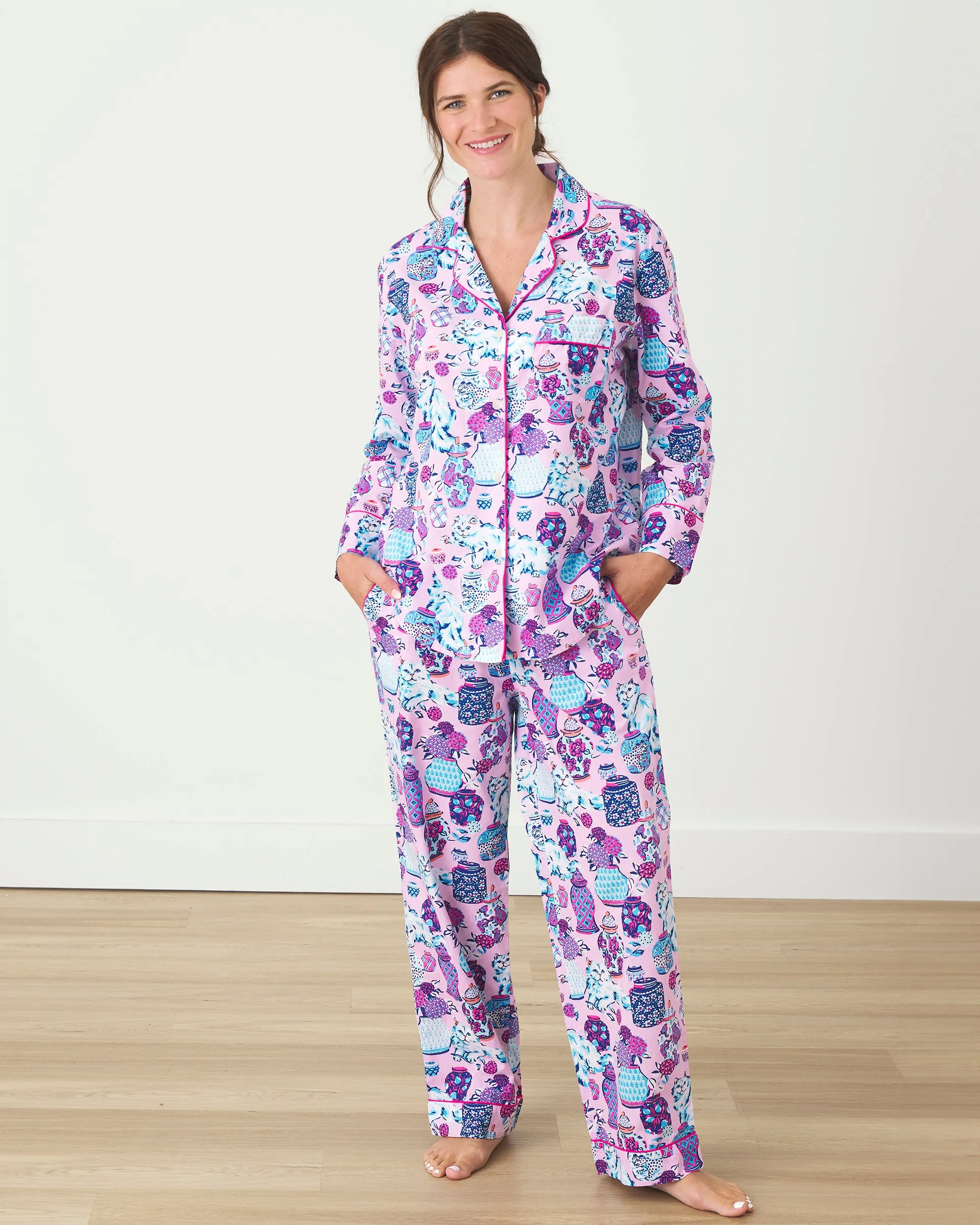 Fancy Cat - Long PJ Set - Rose sold by Printfresh product image thumbnail 2