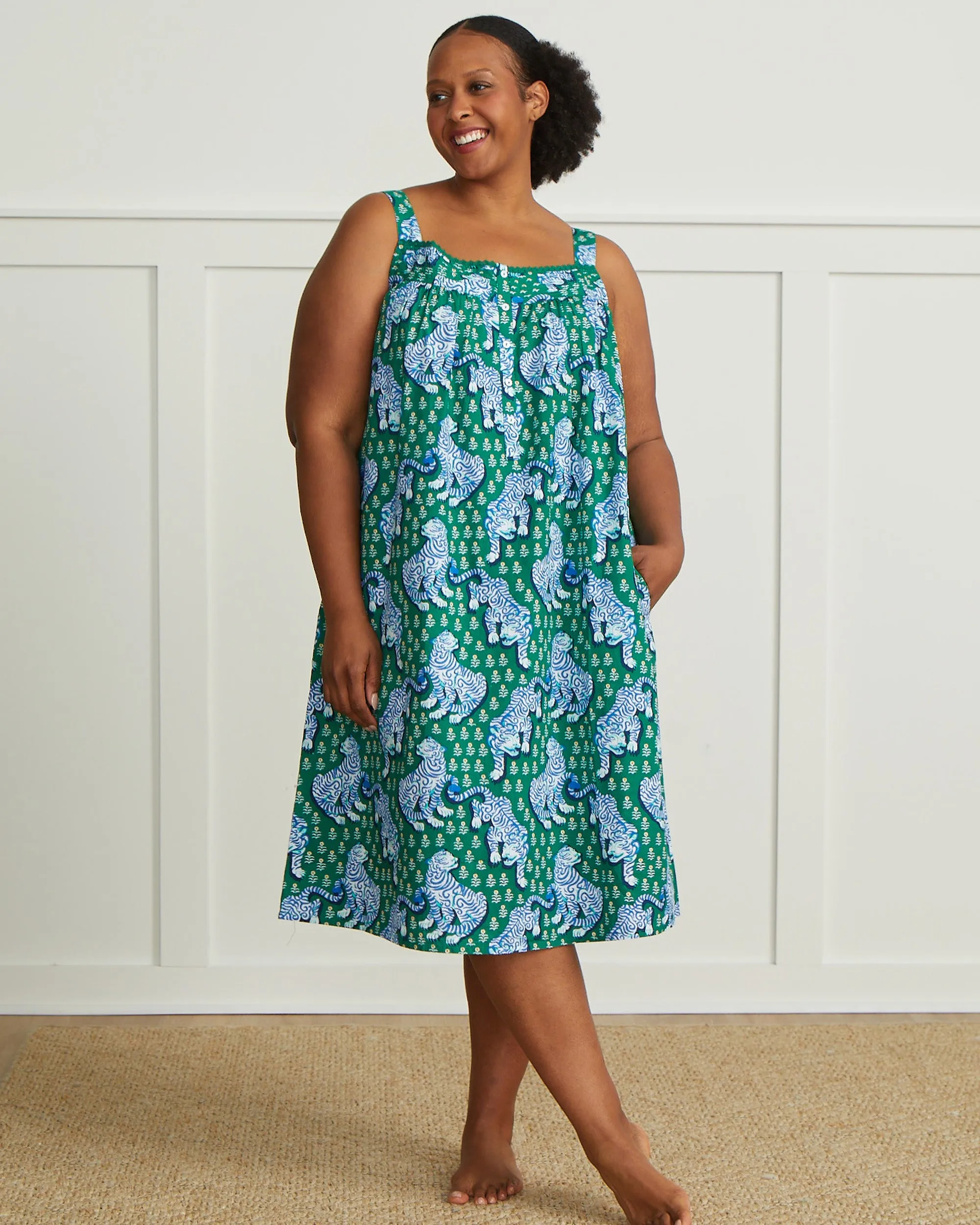 Tiger Queen - Back to Bed Nightgown - Jade sold by Printfresh product image thumbnail 2