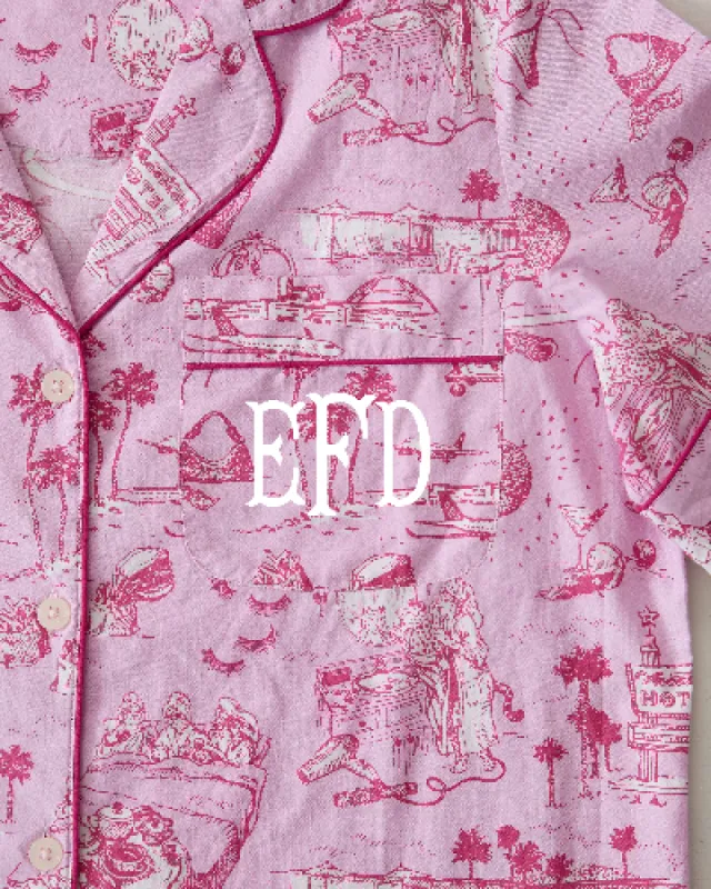 PF x Sean Taylor Girls' Trip Toile - Short PJ Set - Rose sold by Printfresh