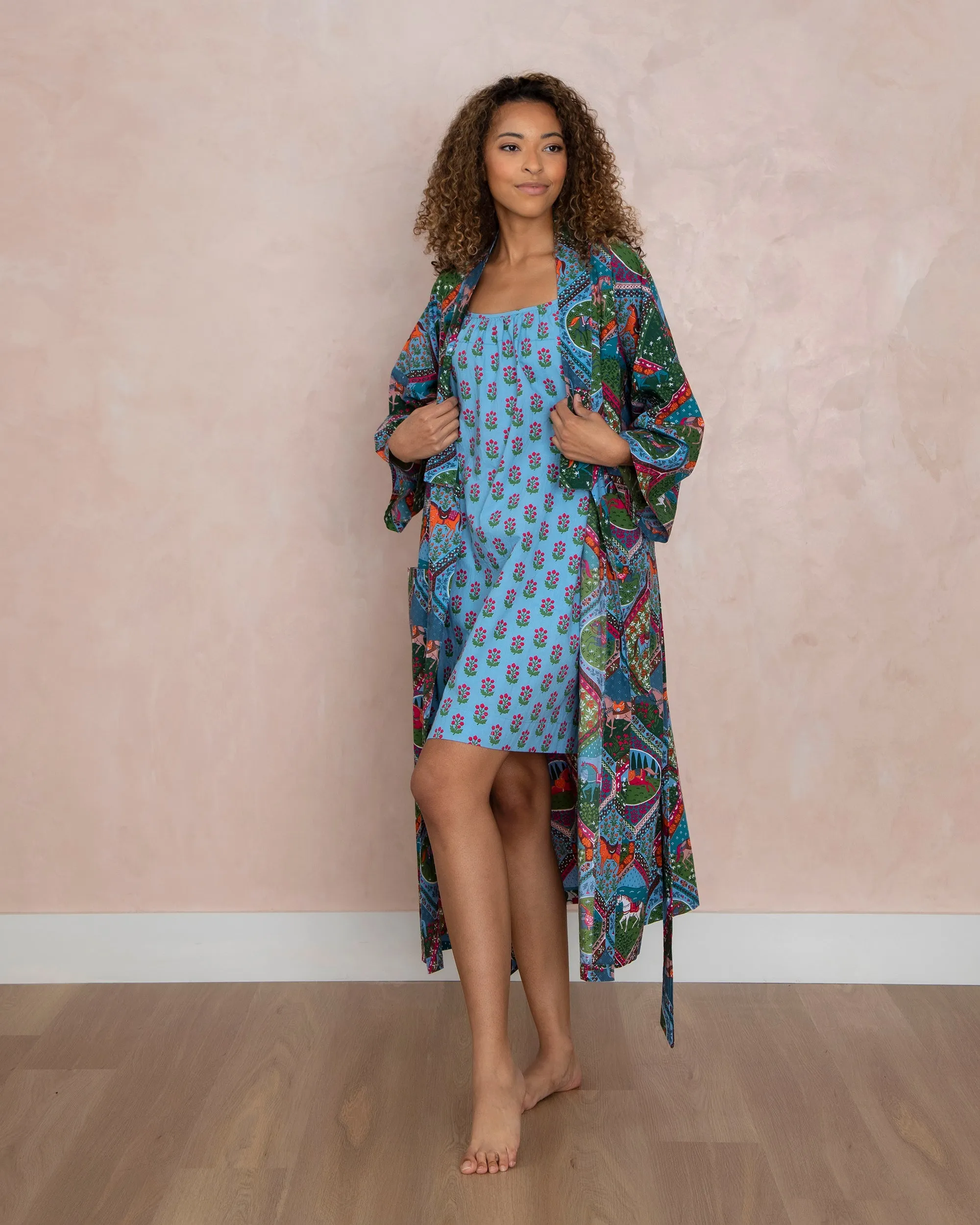 High Horse - Robe & Cami Nightgown Set - Blush Denim sold by Printfresh product image thumbnail 2