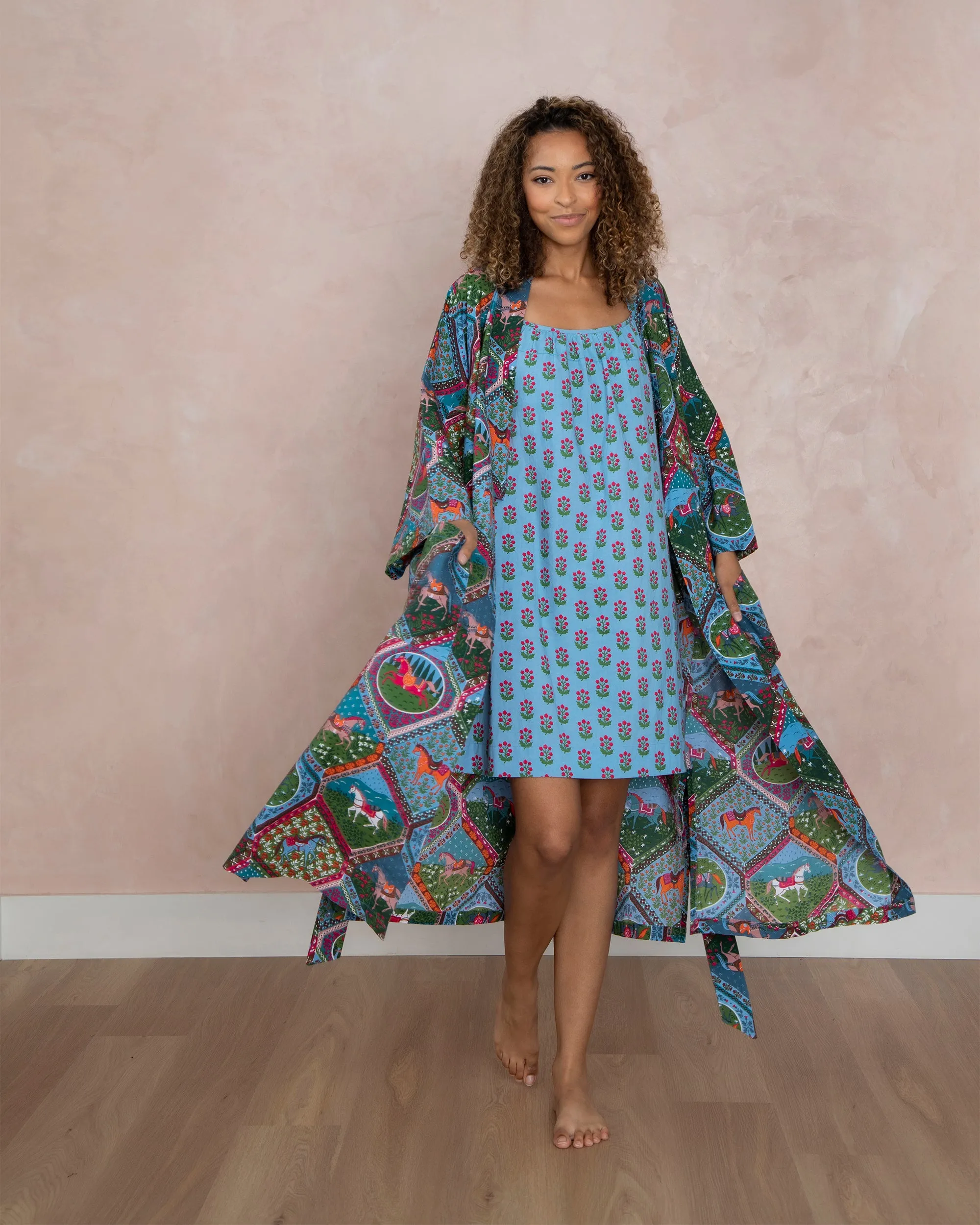 High Horse - Robe & Cami Nightgown Set - Blush Denim sold by Printfresh product image thumbnail 4