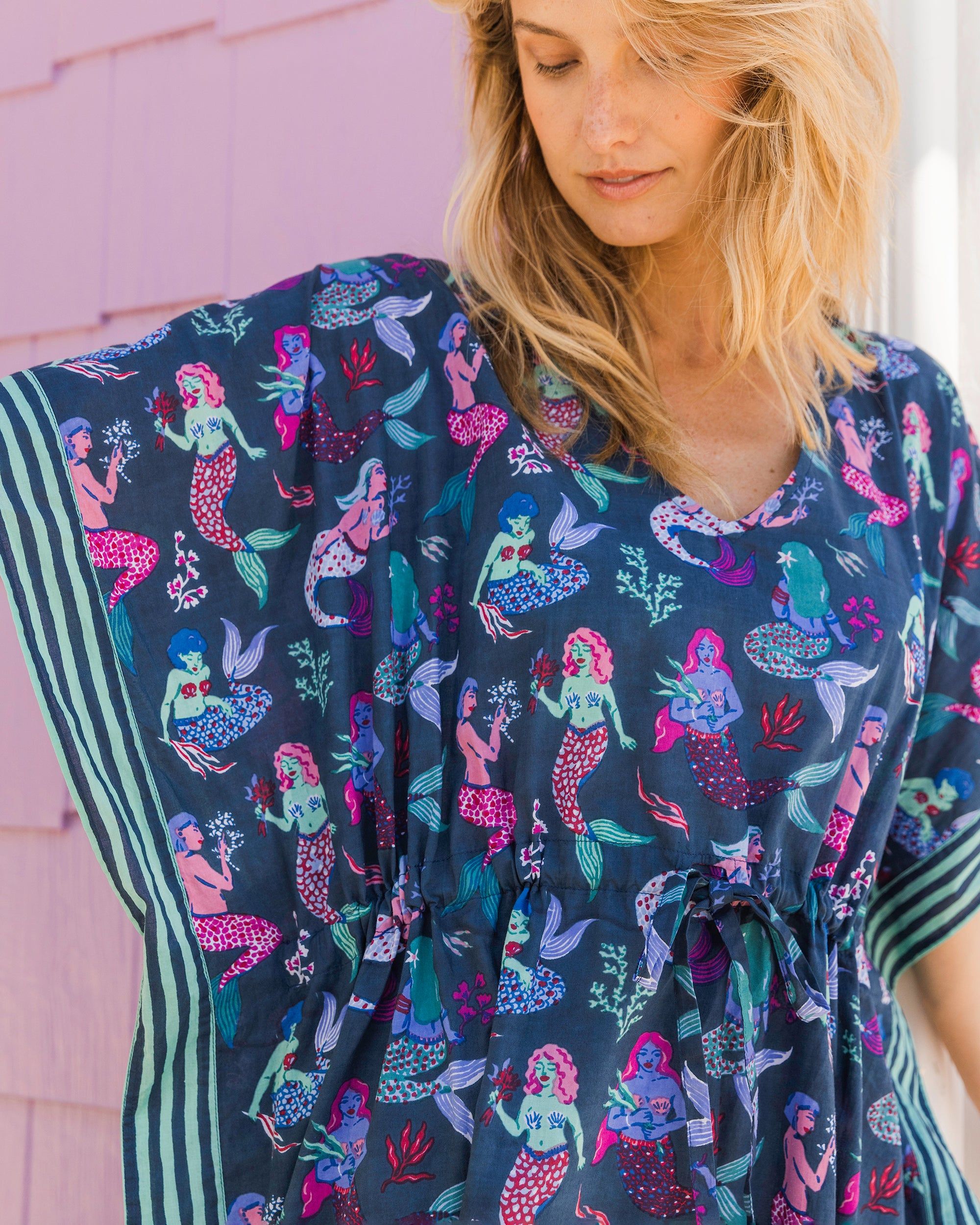 Mythical Mermaids - Let's Cruise Caftan - Shoreline Blue sold by Printfresh product image thumbnail 3