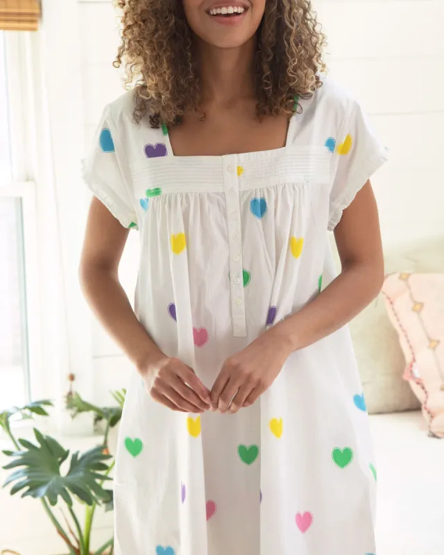 Queen of Hearts - Pintuck Nightgown - Rainbow sold by Printfresh