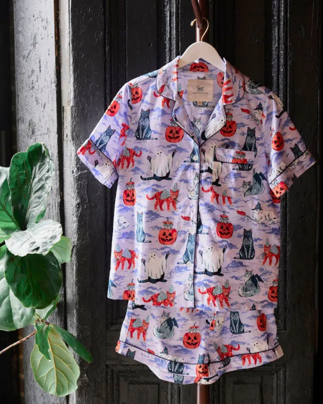 Halloween House Cats - Short PJ Set - Lavender sold by Printfresh