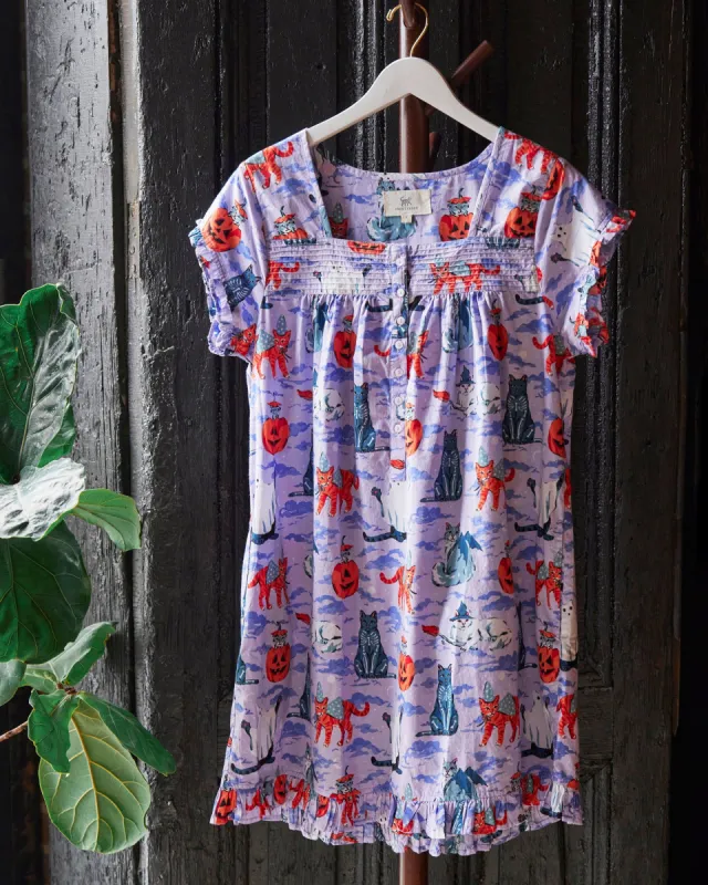 Halloween House Cats - Pintuck Nightgown - Lavender sold by Printfresh