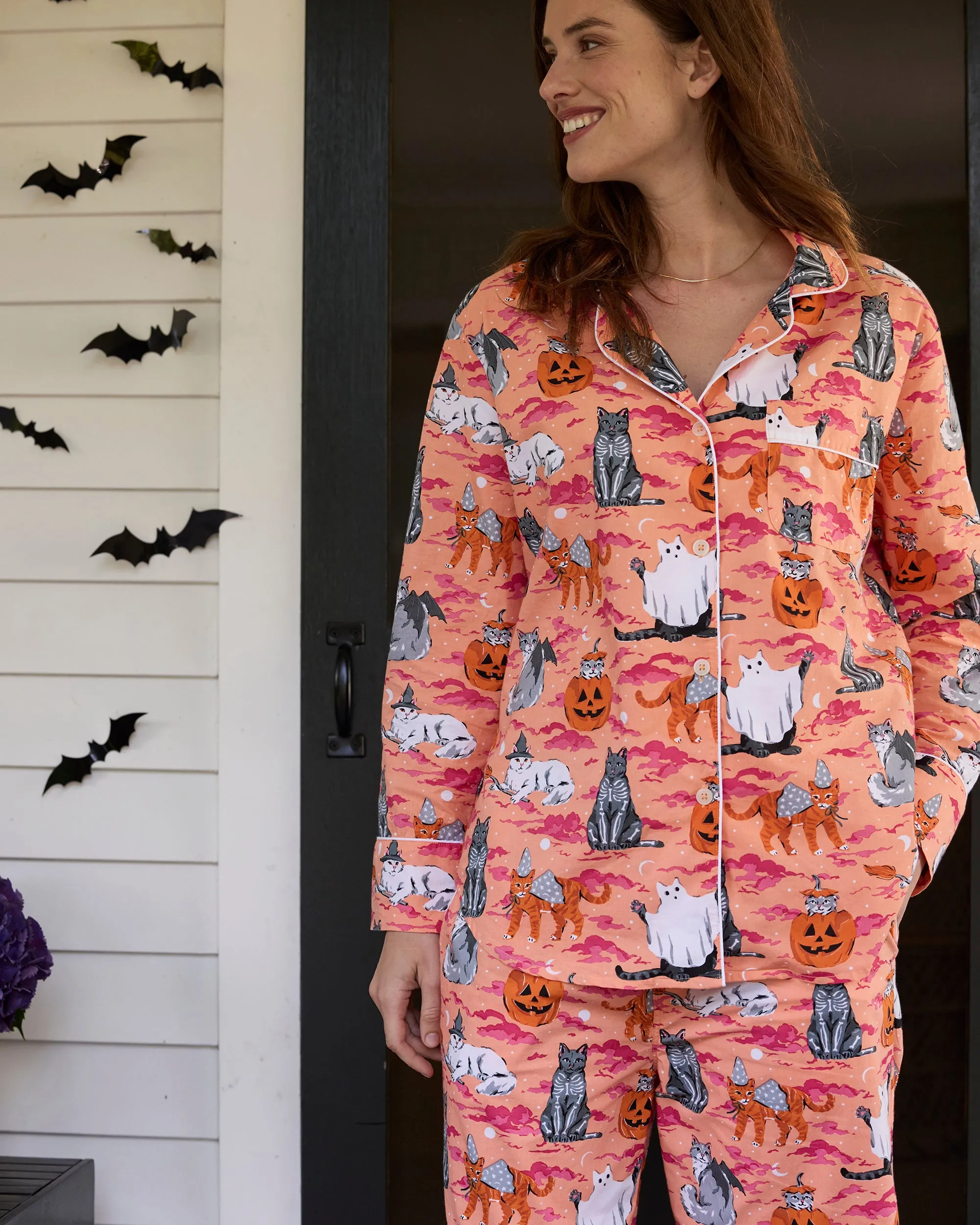 Halloween House Cats - Long PJ Set - Jack O' Lantern sold by Printfresh product image thumbnail 4