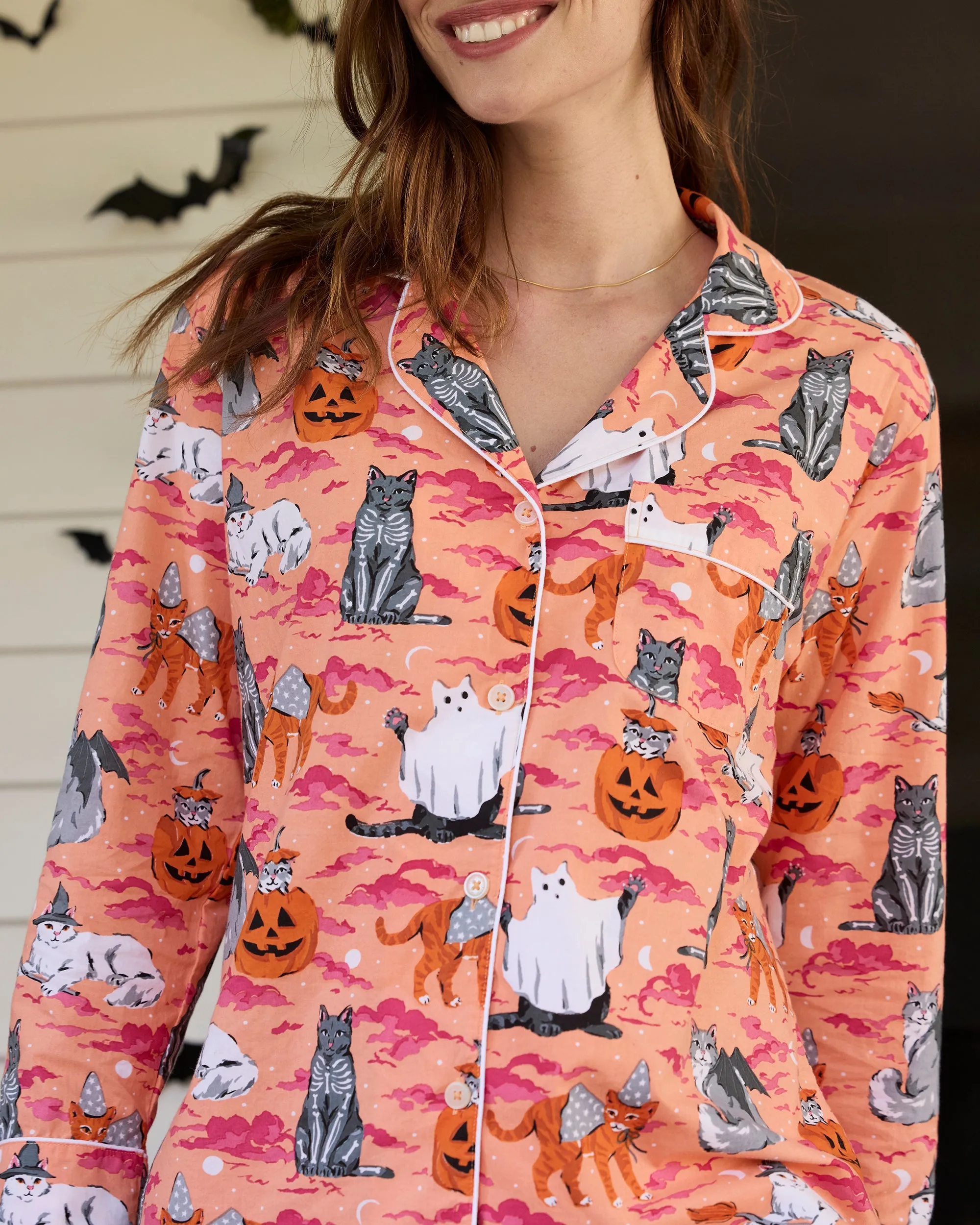 Halloween House Cats - Long PJ Set - Jack O' Lantern sold by Printfresh product image thumbnail 3
