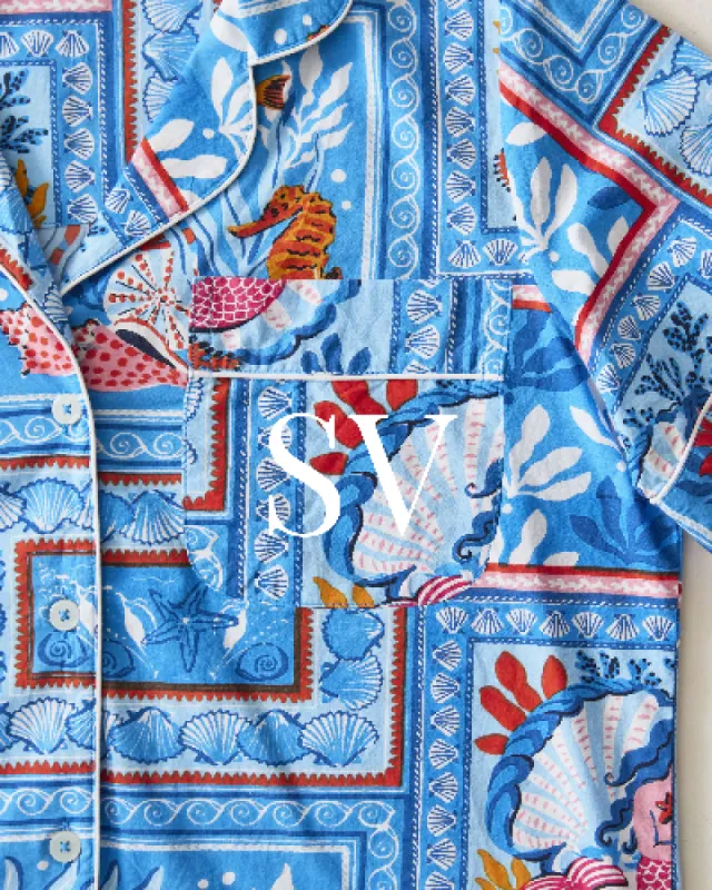 Tidal Tapestry - Short PJ Set - Saltwater Blue made by Printfresh