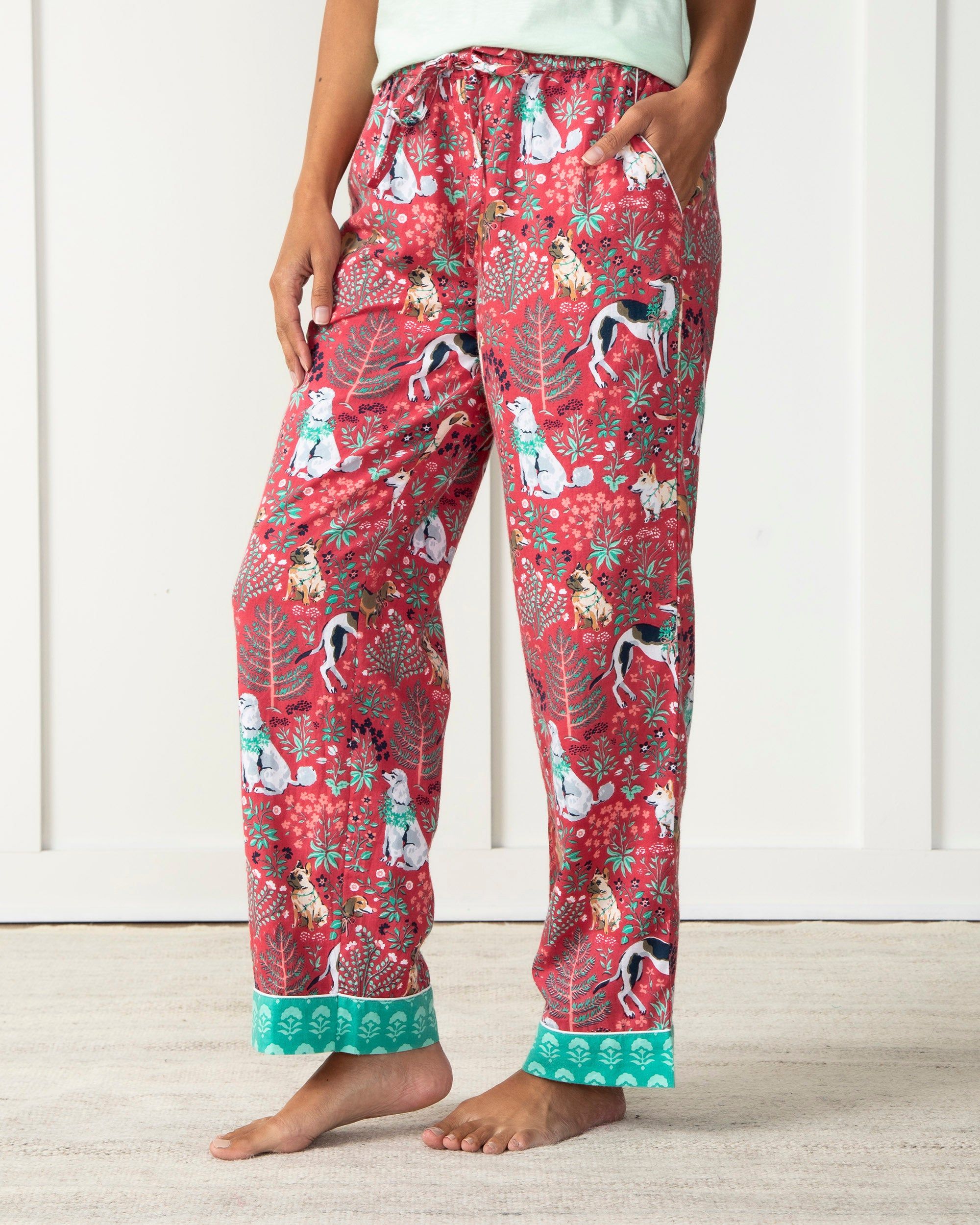 Happy Howlidays - Petite Flannel Pajama Pants - Ruby sold by Printfresh