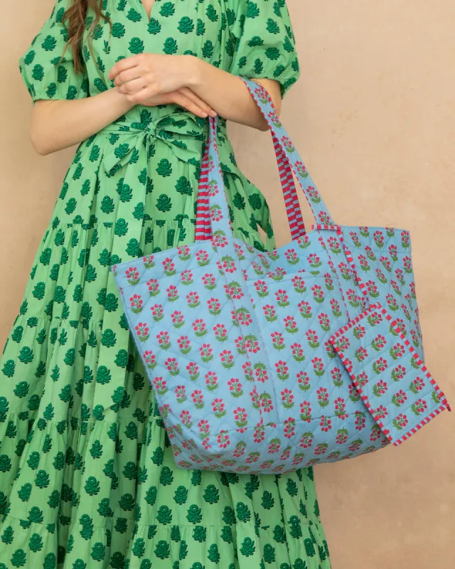 In Bloom - Weekend Bag with Pouch - Denim made by Printfresh