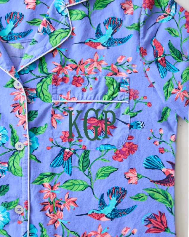 Hummingbird Haven - Short Sleeve Top & Cropped Pants Set + Gift Pouch - Crocus sold by Printfresh