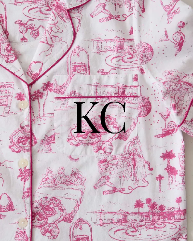 PF x Sean Taylor Girls' Trip Toile - Long PJ Set - Pink Cloud sold by Printfresh