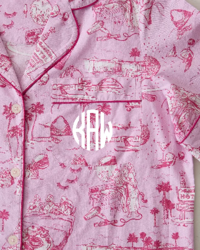PF x Sean Taylor Girls' Trip Toile - Short PJ Set - Rose sold by Printfresh