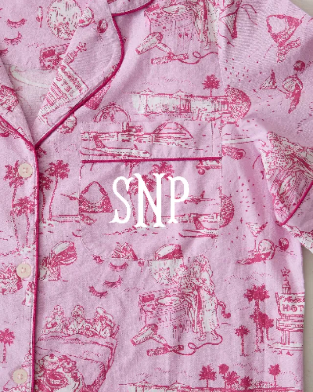 PF x Sean Taylor Girls' Trip Toile - Short PJ Set - Rose sold by Printfresh