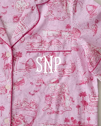 PF x Sean Taylor Girls' Trip Toile - Short PJ Set - Rose sold by Printfresh