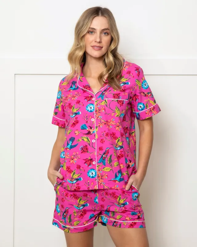 Hummingbird Haven - Short PJ Set - Fresh Raspberry sold by Printfresh