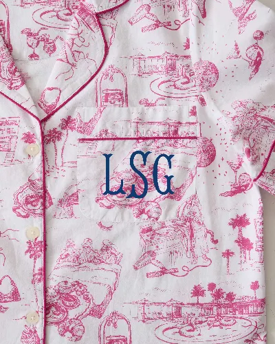 PF x Sean Taylor Girls' Trip Toile - Long PJ Set - Pink Cloud sold by Printfresh