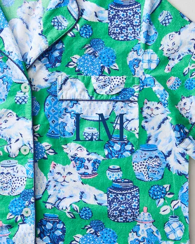 Fancy Cat - Short PJ Set - Green Juice sold by Printfresh