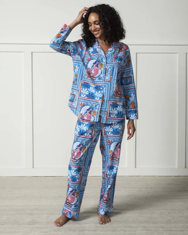 Tidal Tapestry - Long PJ Set - Saltwater Blue made by Printfresh