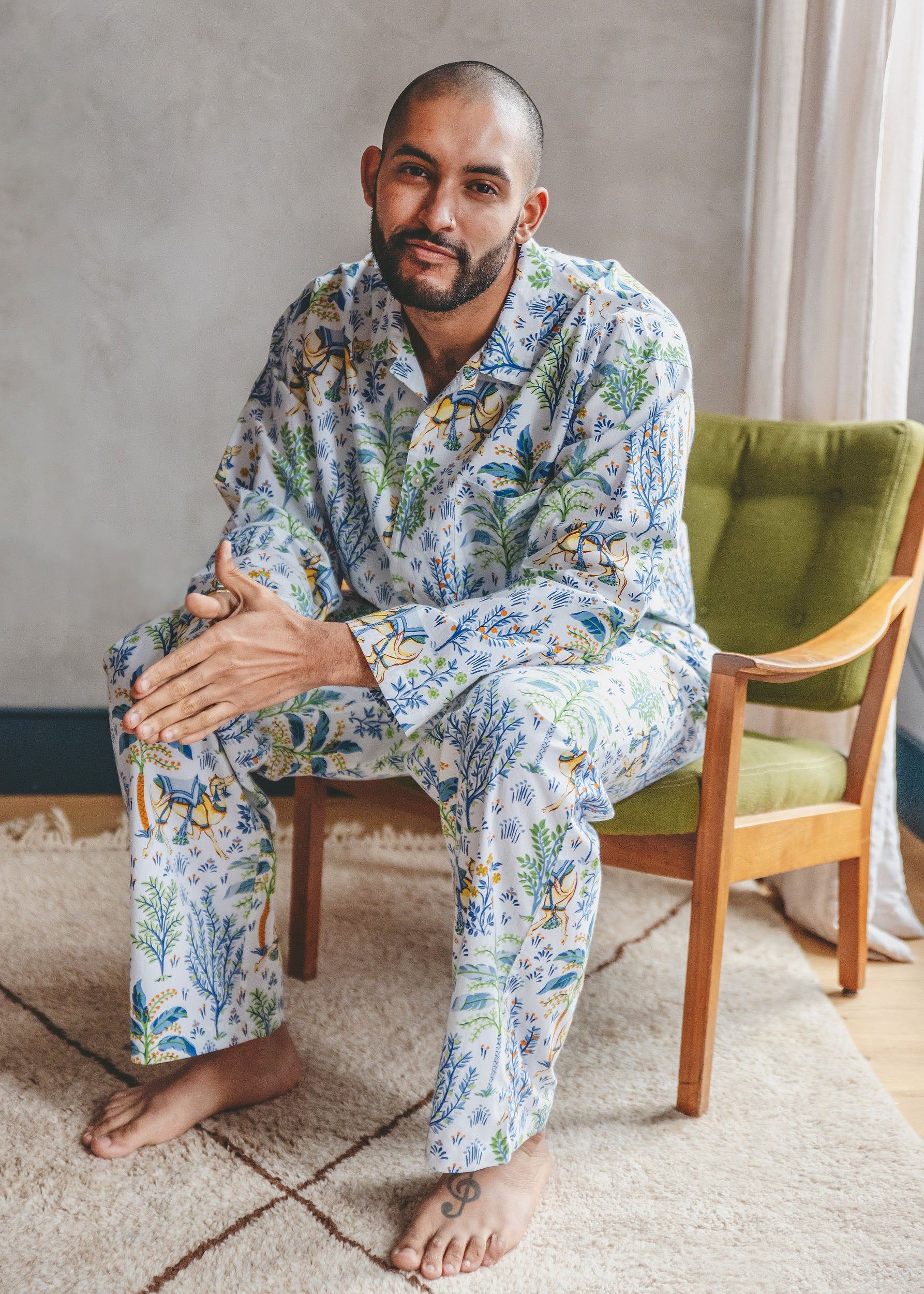 Camel's Courtyard - Men's Long Sleep Set - Cloud sold by Printfresh product image thumbnail 2