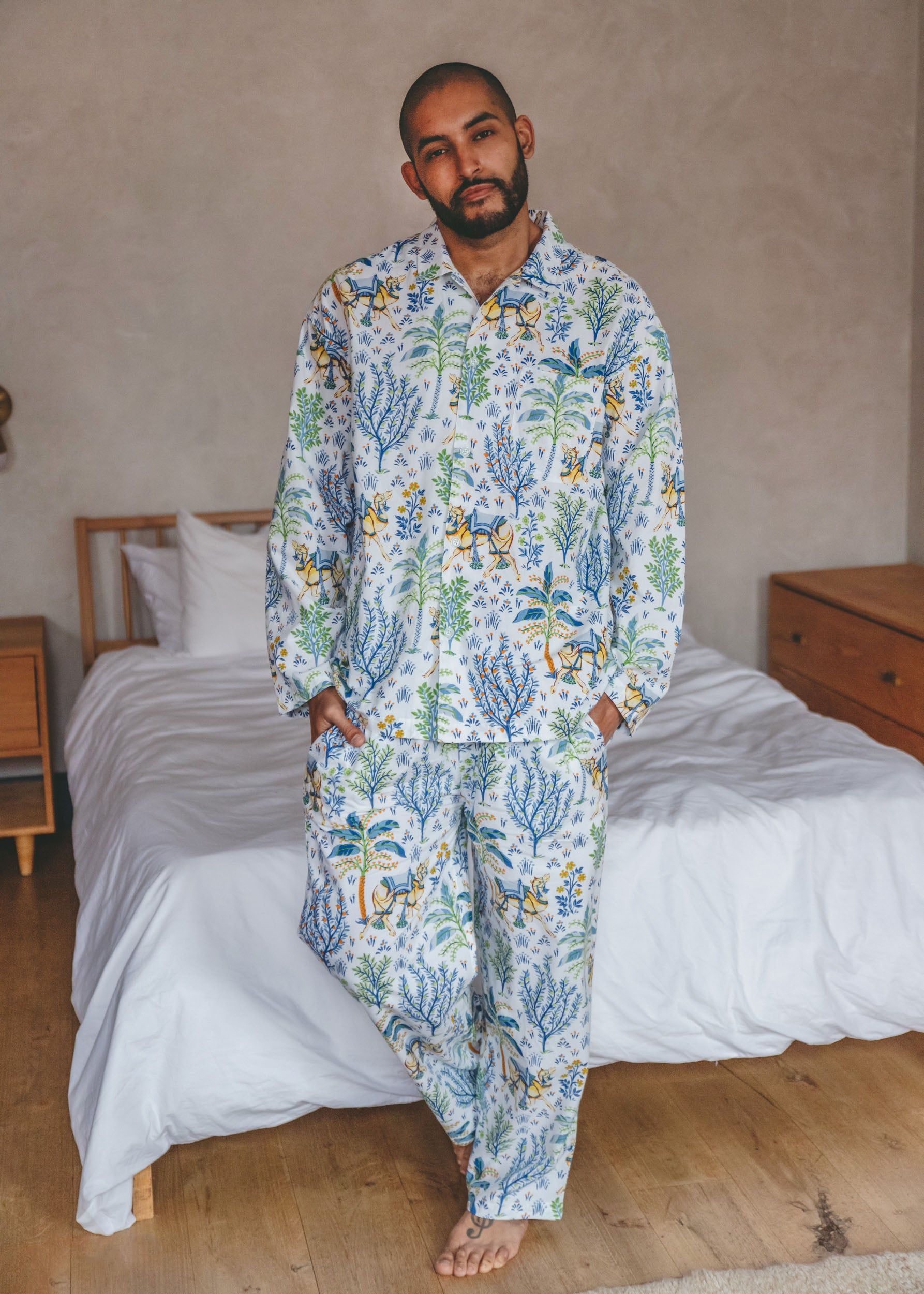 Camel's Courtyard - Men's Long Sleep Set - Cloud sold by Printfresh product image thumbnail 5