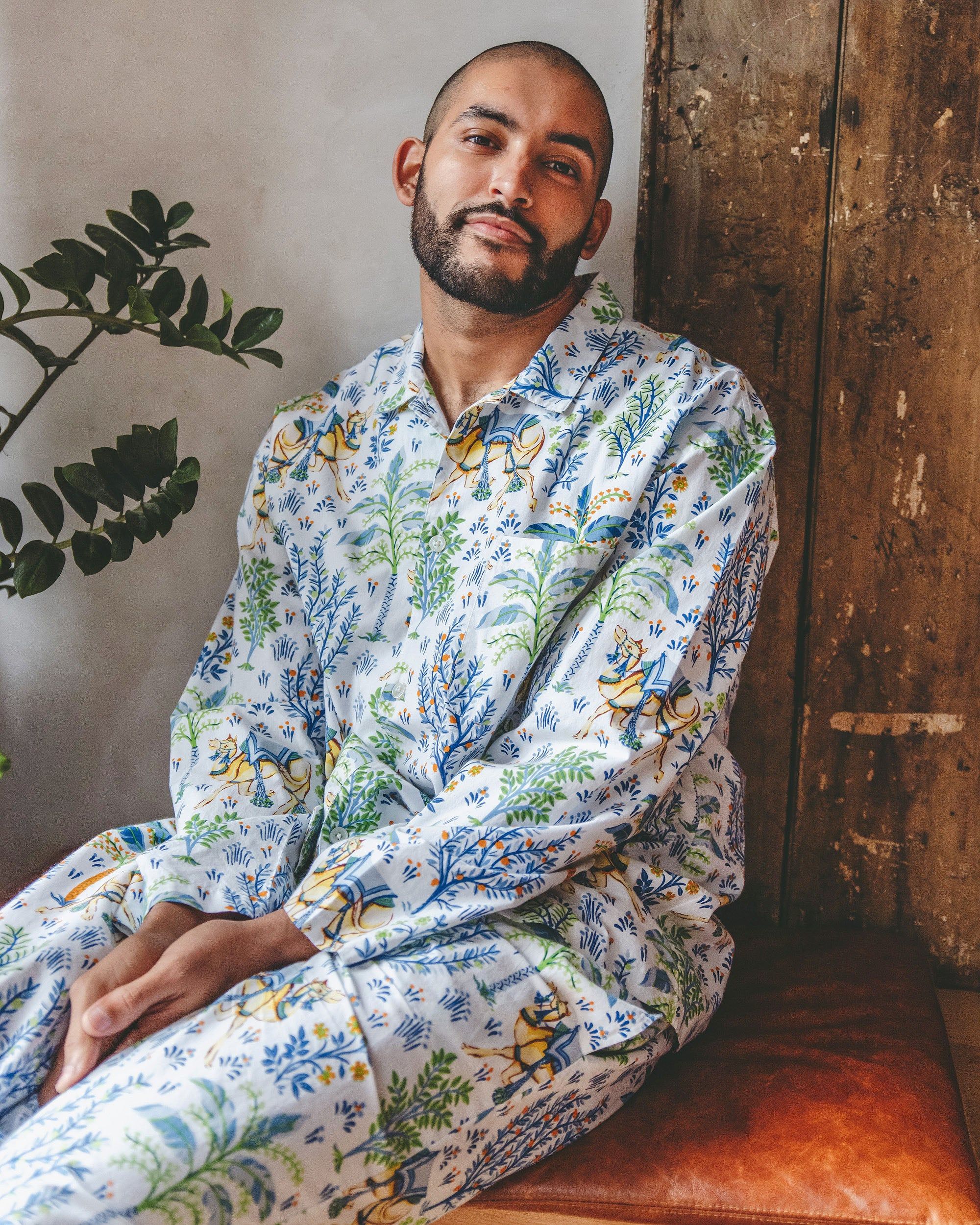 Camel's Courtyard - Men's Long Sleep Set - Cloud sold by Printfresh