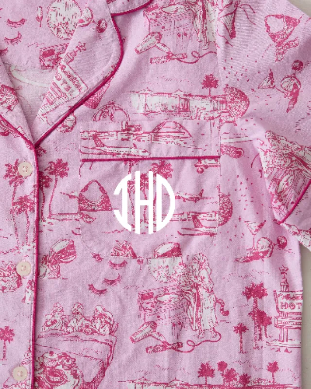 PF x Sean Taylor Girls' Trip Toile - Long PJ Set - Rose sold by Printfresh