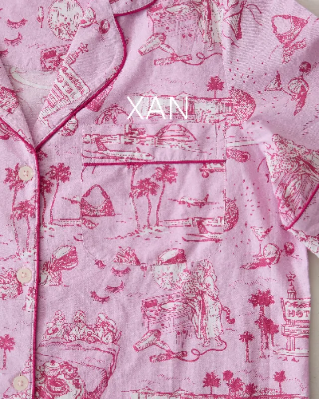 PF x Sean Taylor Girls' Trip Toile - Short PJ Set - Rose sold by Printfresh