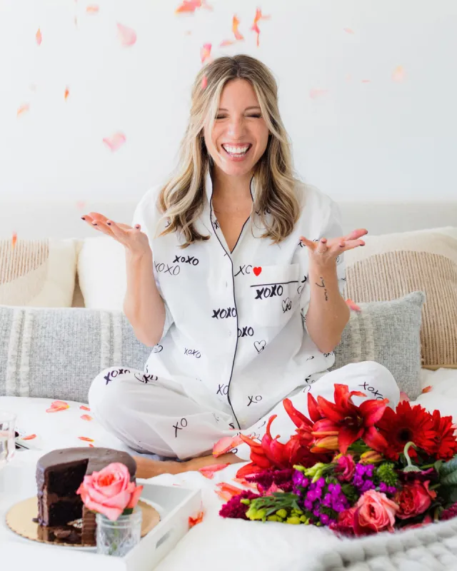 PF x The Mom Edit Love & Kisses - Long PJ Set - Cloud sold by Printfresh